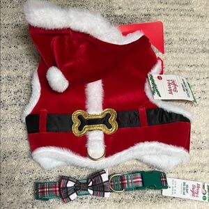 Large Santa Holiday Christmas Dog Harness and collar